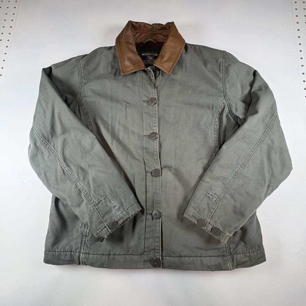 Vintage Blanket Lined Chore Coat Green Woolrich Loden Mens M Canvas Barn Jacket
